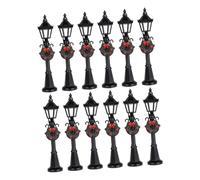 Toyvian 12pcs Scale Miniature Street Light Models Black Metal Finish DIY Dollhouse Lamps Outdoor Pathway Lanterns Vintage Style for Fairy Garden Accessories