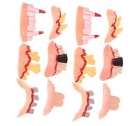 Toyvian 12pcs Scary Halloween Fake Teeth Props Horrific Zombie Dentures for Parties Funny Cosplay Accessories Safe Material for Costume Fun