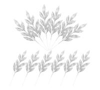 Toyvian 12pcs Silver Christmas Glitter Leaf Picks Artificial Sparkling Branches for Holiday Wreaths Vase Floral Arrangements Festive Home Decor