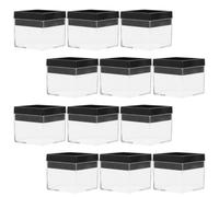 Toyvian 12pcs Square Mineral Display Cases with View and Convenient Storage, Plastic Specimen Containers for Craft Beads and Electronics Organising