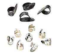 Toyvian 12pcs Stainless Steel Finger Ring Guitar Picks and Celluloid Thumb Picks Set Open Design Guitar Plectrums for Guitarists Practical Accessories for Jazz and Acoustic Practice