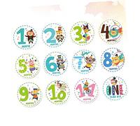 Toyvian 12pcs Stickers Set Adorable Animal Design Creative Newborn Monthly Decor Reusable No Residue for Capturing Boy Girl Growth Moments