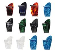 Toyvian 12pcs Thick Guitar Finger Picks for Acoustic Guitar Bass Ukulele Accessories Bulk Cool Grip for Thumb and Finger Use