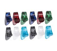 Toyvian 12pcs Thumb Finger Guitar Picks Durable Celluloid Plectrums for Bass Guitar Lightweight and Ultra Thin Red White Black Light Blue Dark Blue Green for Fingerstyle Playing