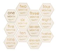 Toyvian 12pcs Wooden Cards for Newborn Growth Monthly Signs Photography Props Unique Discs for Capturing Precious Moments Months