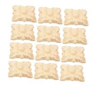 Toyvian 12Pcs Wooden Carving Applique Decals Lightweight Carved Onlay for Furniture Decoration DIY Solid Wood Cabinet Wardrobe Door Table Ornaments with Fine Workmanship and Vintage