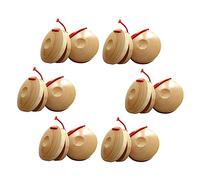Toyvian 12pcs Wooden Castanets for Boys and Girls Educational Rhythm Musical Instrument Easy to Grip Hand Finger Castanets for Developing Coordination and Listening Skills Early Learning