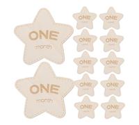 Toyvian 12pcs Wooden Star Shaped Photo Cards for Newborns Double-Sided Growth Markers for Boys and Girls for Announcement and Documentation