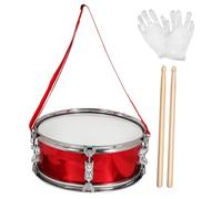 Toyvian 13-inch Red Flashing Snare Drum Set for Toddlers Drumsticks, Adjustable Drum Strap and Ceremony Gloves Educational Musical Toy for Kids