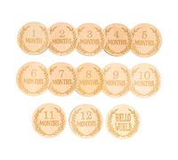 Toyvian 13pcs Memorial Wooden Sign Growth Marker Cards Decorative Cards for Newborn Monthly Progress Wooden Marker Household Discs Supply Baby Shower Welcome Sign Hello