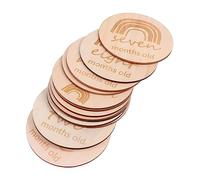 Toyvian 13pcs Wooden Cards Double-Sided Rainbow Growth Record for Newborns Monthly Commemorative Photo Props for Celebrating Birth Month