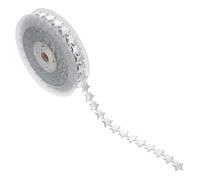 Toyvian 15m Silver Pentagram Christmas Decorative Ribbon Roll, Shiny Five-Pointed Star Lace Tape for DIY Holiday Wrapping and Festive Decoration Supplies