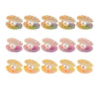 Toyvian 15Pcs Glow in the Dark Miniature Pearl Shell Resin Craft Set, Small Gradient Color Mini Shell Ornaments for DIY Desktop Decor and Garden Miniature Decoration