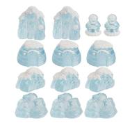 Toyvian 15Pcs Resin Miniature Winter Scene Set with Ice House, Penguin Figures, Glacier and Iceberg Models - Mini Snow Landscape Decorations for Aquarium, Desktop and Birthday Party