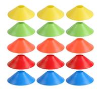 Toyvian 15pcs Soccer Training Agility Cones Set Yellow, Red, Blue, Green, Orange Sturdy Disc Markers for Football Drills, Sports Conditioning, and PE Classes