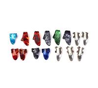 Toyvian 15pcs Stainless Steel Celluloid Guitar Picks for Acoustic Electric Thumb Finger Pick Protective Cover for Beginners and Professionals
