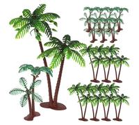 Toyvian 16 Pcs Coconut Tree Cake Toppers Set with 8 Large and 8 Small Faux Palm Trees for Tropical Cupcake and Jungle Cake Decorations for Birthday Party Supplies