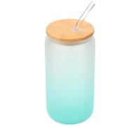 Toyvian 16oz Glass Drinking Mug with Straw, 480ml Wide Mouth Light Green | Reusable Glassware for Tea and Cocktails, Gradient Finish, Home or Restaurant Use, Easy to Clean