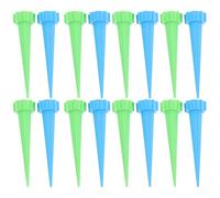 Toyvian 16pcs Automatic Plant Watering Stakes, Plastic Self-watering Drip Irrigation Device for Indoor and Outdoor Potted Plants, Blue and Green Set