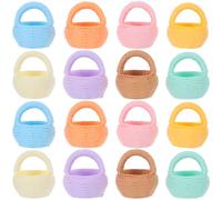 Toyvian 16pcs Mini Woven Baskets: 1 Inch Dollhouse Basket - Small Decorative Storage Tote for Easter Egg Hunt Miniature Food Vegetable Fruit Accessories