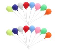 Toyvian 16PCS Miniature Dollhouse Balloons: 3D Balloons Cake Picks for Fairy Garden Bonsai Cupcake Toppers Birthday Cake Toppers Decorations