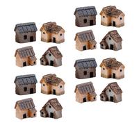 Toyvian 16pcs Resin Miniature Thatched Cottage Houses for DIY Micro Landscape Scenes, Featuring Fine Handcarved Details and Realistic Artistic Style, for Fairy Garden and Busy City