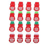 Toyvian 16Pcs Slip Pet Socks Warm Cotton Stockings with Non Skid Soles for Dog Paw Protection Christmas Footwear for Dogs