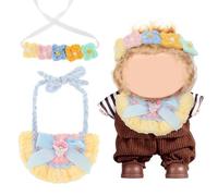 Toyvian 17cm Doll Clothes Set - Crochet Doll Bib And Headband for 17cm Clothing Accessories - Cute Clothes for Dress Up