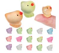 Toyvian 18 Pcs Miniature Glow The Dark Chick Figurines Realistic Tiny Resin Chickens for Home Party Decor Garden and Crafts Mixed Colors