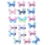 Toyvian 18pcs Butterfly Hair Clips, Chiffon Metal Artificial Crystal Decorative Hair Pin, Adjustable Lightweight, for Women, Art Photos and Garden Parties Random Color