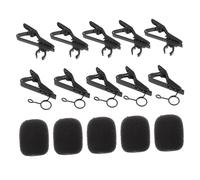 Toyvian 18pcs Mini Microphone Set Tie Clip Metal Microphone Sponge Cover Circle Clips Included in Mic Replacement Set