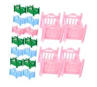 Toyvian 18pcs Miniature Bed Accessories for Role Play Cute Tiny Dollhouse Crib for Bedroom Decoration Compatible with Various Dollhouses