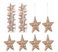 Toyvian 18pcs Star Shaped Pendant Ornaments Christmas Tree Decorations Lightweight Unique 3d Design Elegant Golden Hanging Decor for Home and Office Holiday Random Color