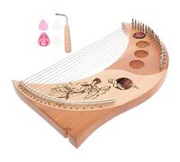 Toyvian 19 String Wood Harp Ancient Style Lyre Harp Portable Wooden String Musical Instrument with Pick Box for Boys and Girls