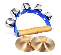 Toyvian 1pair Handle Jingle Bell Cymbals Early Educational Musical Instrument for Boys and Girls for School Events Holiday Celebrations and Music Exploration