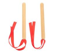 Toyvian 1pair Wooden Rhythm Sticks Classical Percussion Instrument for Boys and Girls Musical Skills Encourages Creativity Suitable for All Ages Ribbon Natural Wood Claves