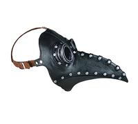 Toyvian 1Pc Creative PU Leather Beak Mask for Halloween Parties Steampunk Plague Doctor Costume Black with Silver Nails Fun Party Supplies for Adults