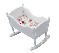 Toyvian 1pc Mini Cradle Dollhouse Furniture Small White Cradle for Tiny Dolls Accessory for Boy Girl Room for Miniature Collectors and Model Enthusiasts