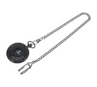 Toyvian 1pc Retro Classic Roman Numerals Round Pocket Watch with Dual Display Dial Black Face with White Hands Flip Cover and Thick Chain Steampunk Style Vintage Decorative Timepiece