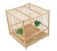 Toyvian 1set Bird Cage Bamboo Woven Carrier for Birds Elegant Indoor Outdoor Holder with Feeding Cups Sturdy Easy to Clean for Finches Other Pets