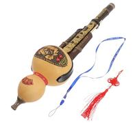 Toyvian 1set Chinese Traditional Hulusi Wind Instrument for Beginners Natural Double-tone Cucurbit Flute Key for Music Smooth Finish for Easy Playability