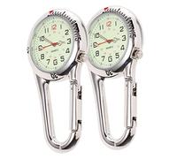 Toyvian 1set Clip Carabiner Watch with Fluorescent Dial Quartz Movement Backpack Buckle Timepiece for Outdoor Climbing Hiking and Sports Activities White 2pcs