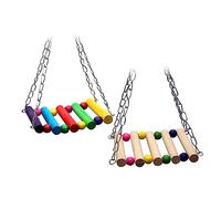Toyvian 1set Colorful Wooden Swing Stand for Birds Durable Suspension Bridge for Parrots Cockatiels Parakeets Promotes Fun Balance Exercise Bird Cages 2pcs