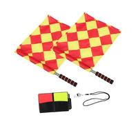 Toyvian 1Set Complete Soccer Referee Kit with Durable Red Yellow Cards Stainless Steel Whistle Checkered Flags for Match Control