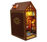 Toyvian 1Set DIY Miniature Wooden House Model Assembly Kit Creative Unpainted Building for Home Decor for Christmas and Birthdays No Battery Required