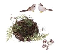 Toyvian 1Set Handmade Rattan Bird Nest Artificial Bird Shelter with Eggs for Home Garden Wedding Decor and Photography Prop Habitat for