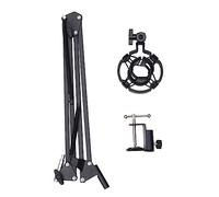 Toyvian 1set Microphone Stand Kit with Cantilever Arm Shock Mount and Desktop Clamp for Home Recording and Streaming Portable Metal Bracket Black