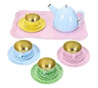 Toyvian 1set Mini Tea Toy Kit for Boys and Girls Simulation Tableware Carrying Case Fun Pretend Play for Boys and Girls Safe Tinplate Material for Tea Parties