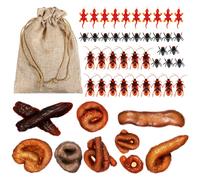 Toyvian 1Set Realistic Imitation Poops Flies Lizards Prank for Halloween Decorations Fun Mischief Props for Home and Party Pranks