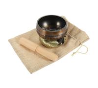 Toyvian 1Set Tibetan Meditation Singing Bowl Flat Bottom Copper Bowl for Yoga and Mindfulness Includes Mallet and Cushion for Meditation and Clarity